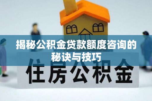 拉萨揭秘公积金贷款额度咨询的秘诀与技巧